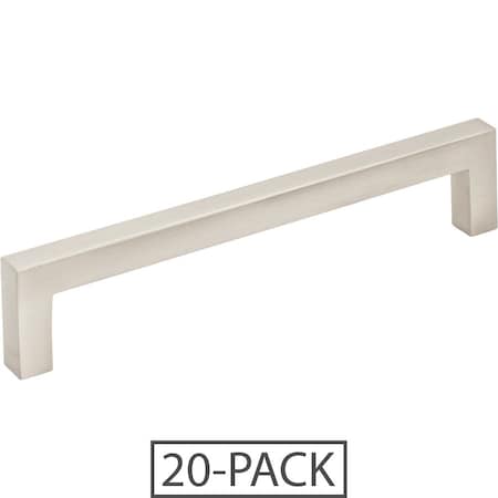 Elements of the 128 mm Center-to-Center Satin Nickel Square Stanton Cabinet Bar Pull 20PK 625-128SN-20